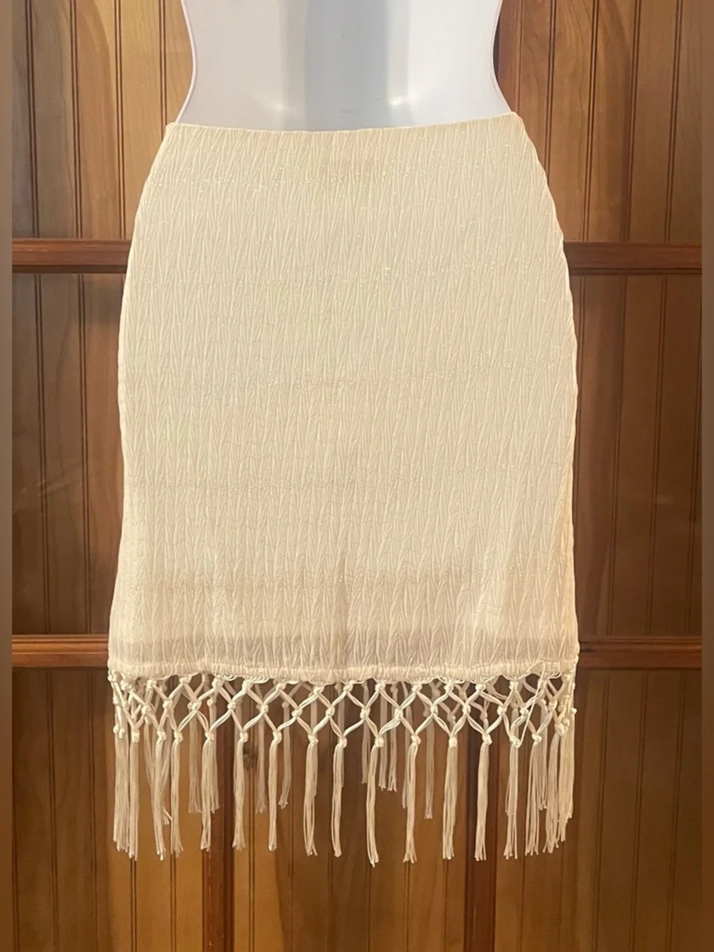 Vici Cream Two-Piece Skirt Set with Fringe - Picture 8 of 9